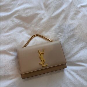 Yves Saint Laurent Kate Medium Tan crossbody  with Gold Chain